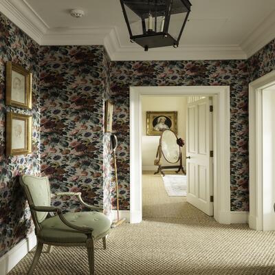 Flora Soames Dahlias wallcovering in Parchment