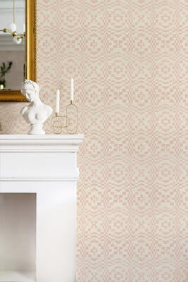 Marais wallcovering in Rose in situ
