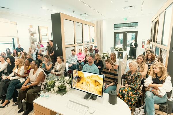 A view of the packed showroom