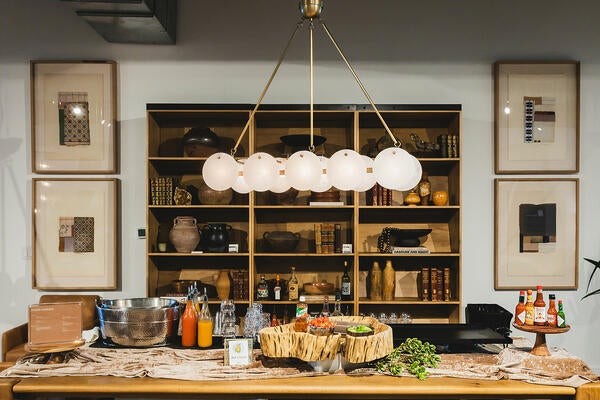 A Bloody Mary bar at the Four Hands flagship showroom